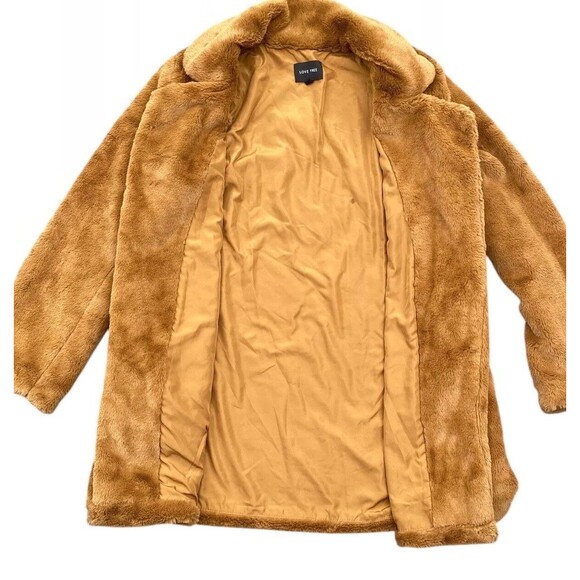Love Tree Teddy Coat M Tan Brown Faux Fur Sherpa Jacket Boho Mob Wife Style - Picture 6 of 16